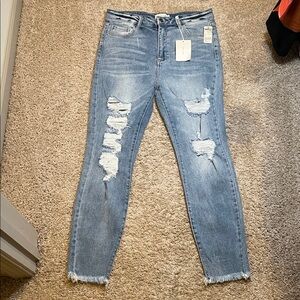 Cello Light Blue Distressed Skinny Jeans